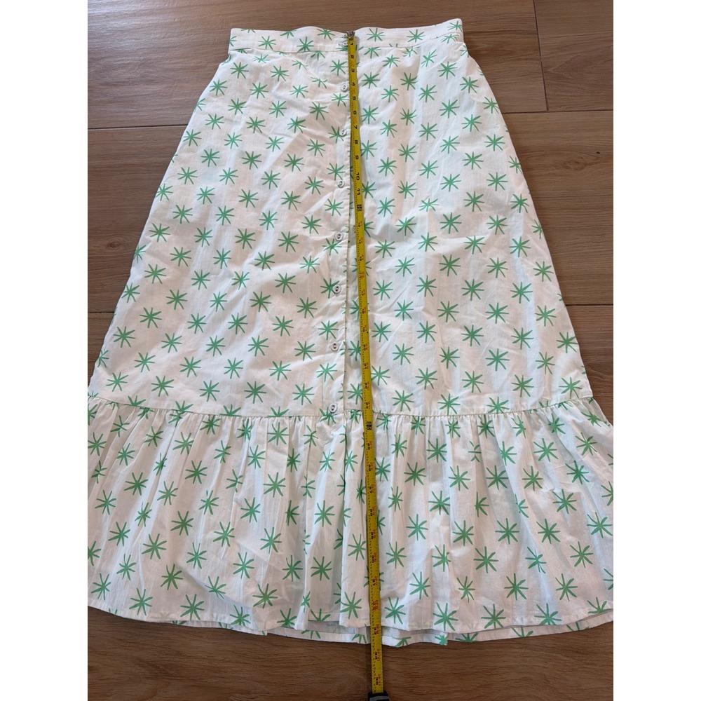Sara Fitz Green Starburst Print Button Front Tiered Cotton Midi Skirt Womens M - Picture 6 of 8